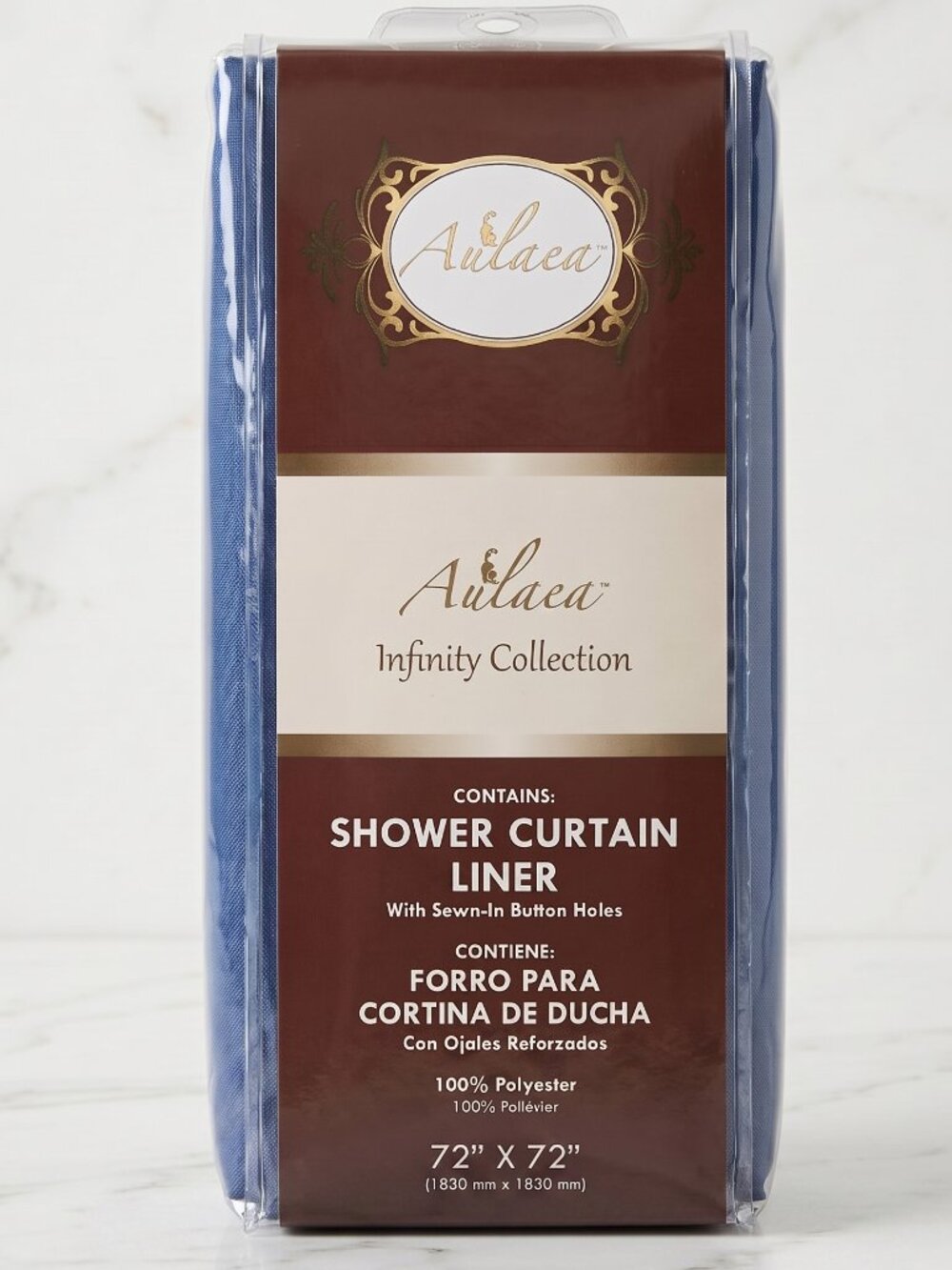 Solid Polyester Shower Liner in Sapphire I 72-in L